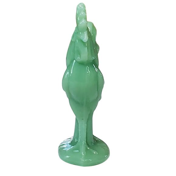 Vtg Green Jadeite Rooster 4.5" Farmhouse Figurine Glass Depression Style New - Picture 2 of 8